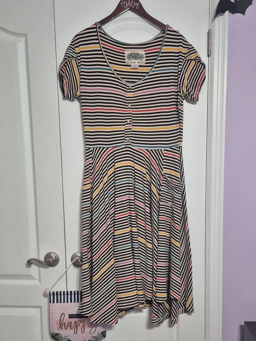 EFFIE'S HEART Retro Rainbow Stripe Fit & Flare Dress